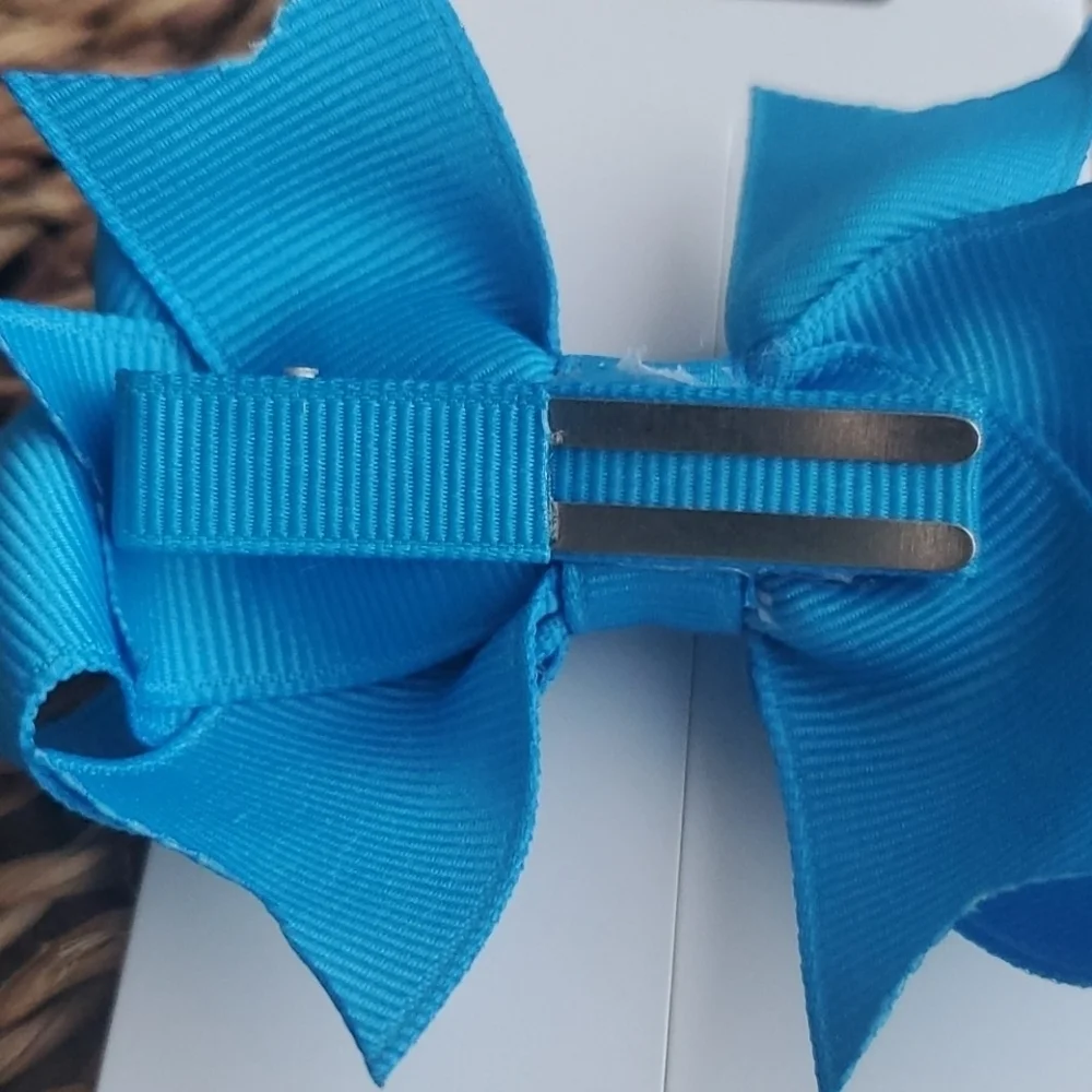Shimmy Shimmy Island Blue Boutique Hair Bows Set of 2 NWT Made in USA